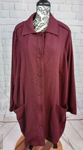 OSOS women's long sleeve stretch button front cardigan size 20 pockets NWT b24